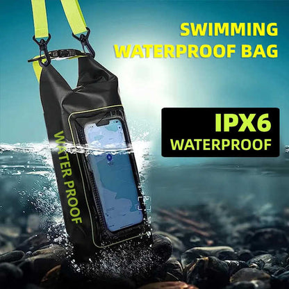 Yellow 2L Waterproof Phone Pouch - Multi-Functional PVC Dry Bag for Swimming and Water Activities