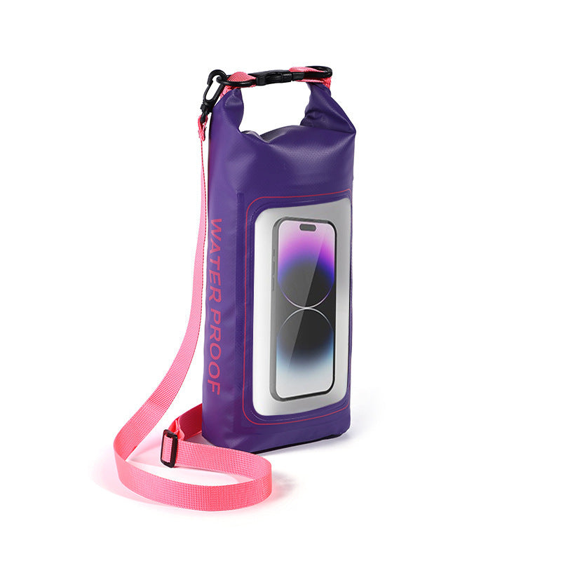 Purple 2L Waterproof Phone Pouch - Multi-Functional PVC Dry Bag for Swimming and Water Activities