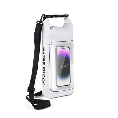 White 2L Waterproof Phone Pouch - Multi-Functional PVC Dry Bag for Swimming and Water Activities