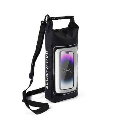Black 2L Waterproof Phone Pouch - Multi-Functional PVC Dry Bag for Swimming and Water Activities