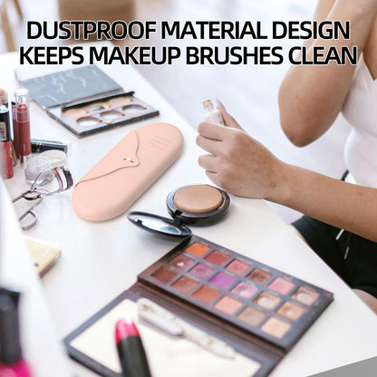 2 Pcs Pink Elegant Silicone Makeup Brush Storage Case - Travel-Friendly, Dustproof, and Multi-Functional