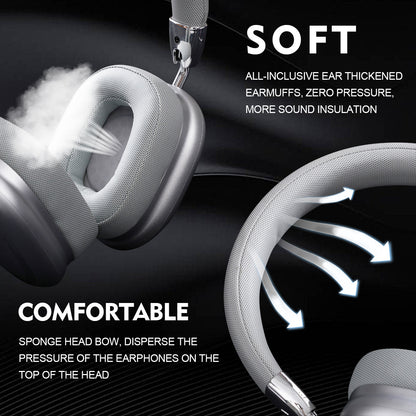 Black Comfortable Bluetooth Over-Ear Headphones - Soft Earmuffs, Foldable Design, Stereo Sound