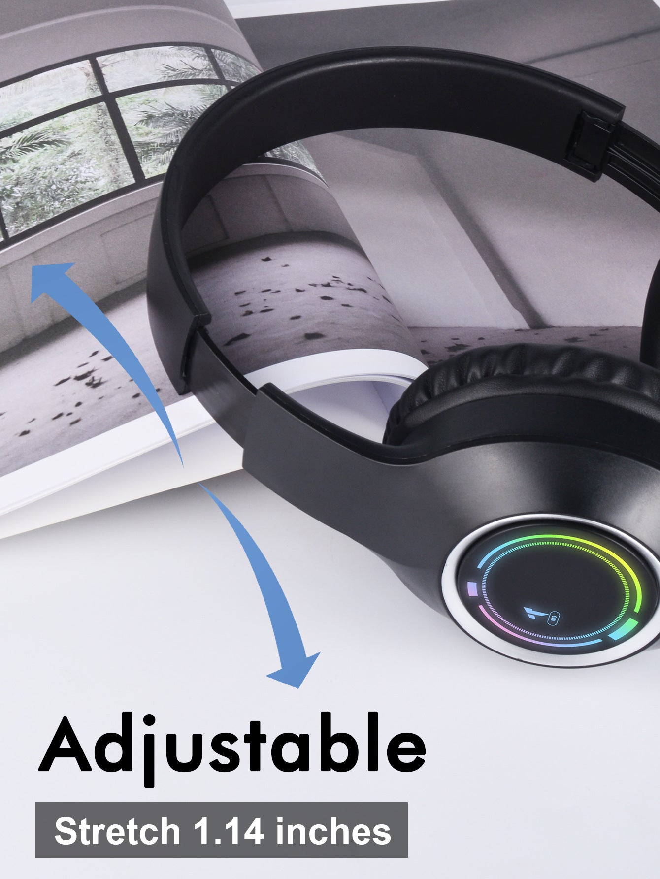 Black Bluetooth 5.2 Headphones - Foldable, Adjustable Headband, TF Card