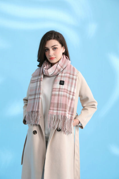 Heated Electric Scarf Light Pink Plaid