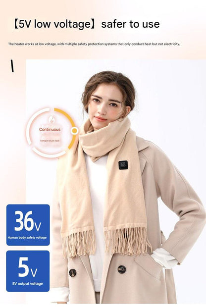 Heated Electric Scarf Light Pink Plaid
