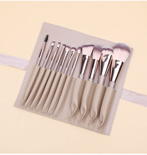Champagne 11 Pcs Makeup Brush Set - Complete Brush Kit with Travel Case