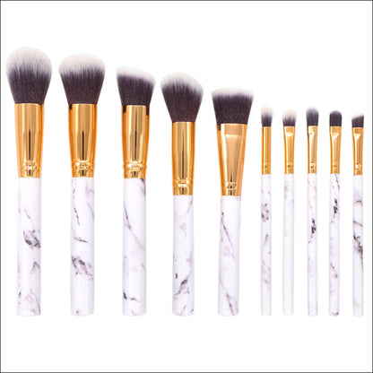 Barrel White Marble Makeup Brush Collection - 10 brushes for face, eyes and lips