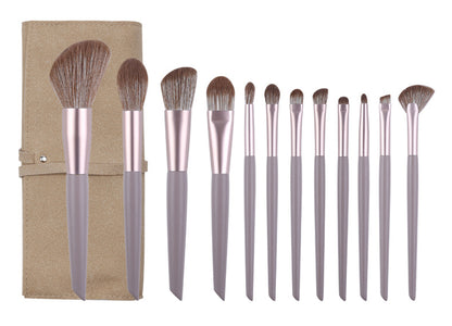Brown Professional 12 Piece Makeup Brush Kit - Soft Synthetic Brushes for Face & Eyes