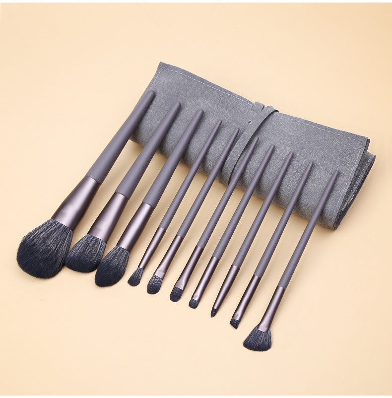 Modern Gray (Brush + Bag) 10 Piece Face Eye Makeup Brush Set