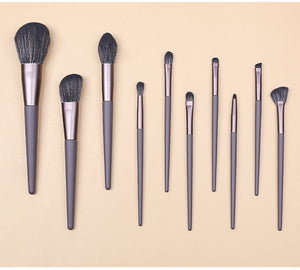 Modern Gray (Brush + Bucket) 10 Piece Face Eye Makeup Brush Set