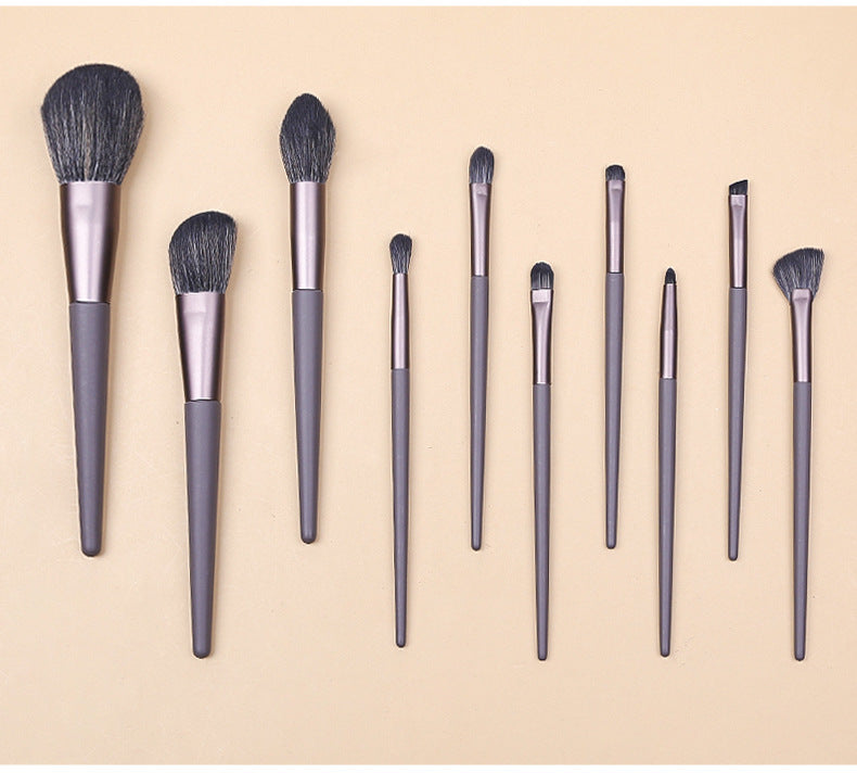 Modern Gray (Brush + Bucket) 10 Piece Face Eye Makeup Brush Set