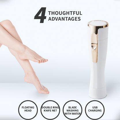 White Electric Shaver for Women - Painless Hair Remover with USB Charging