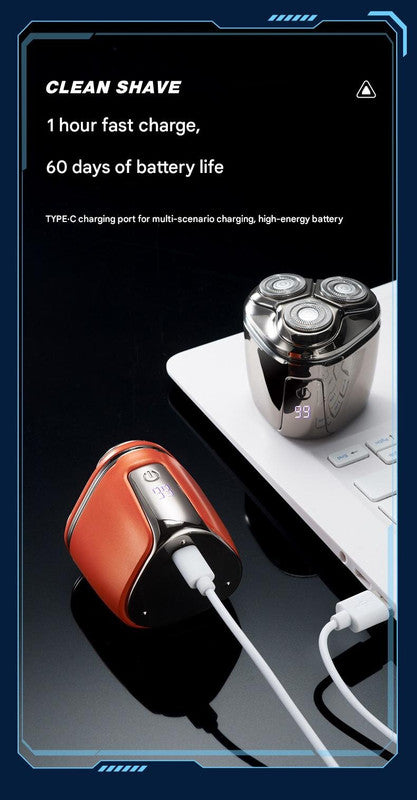 Black Mini Electric Shaver for Men - Portable & Rechargeable Razor for Travel