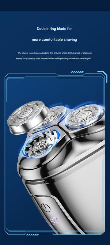 Silver Mini Electric Shaver for Men - Portable & Rechargeable Razor for Travel