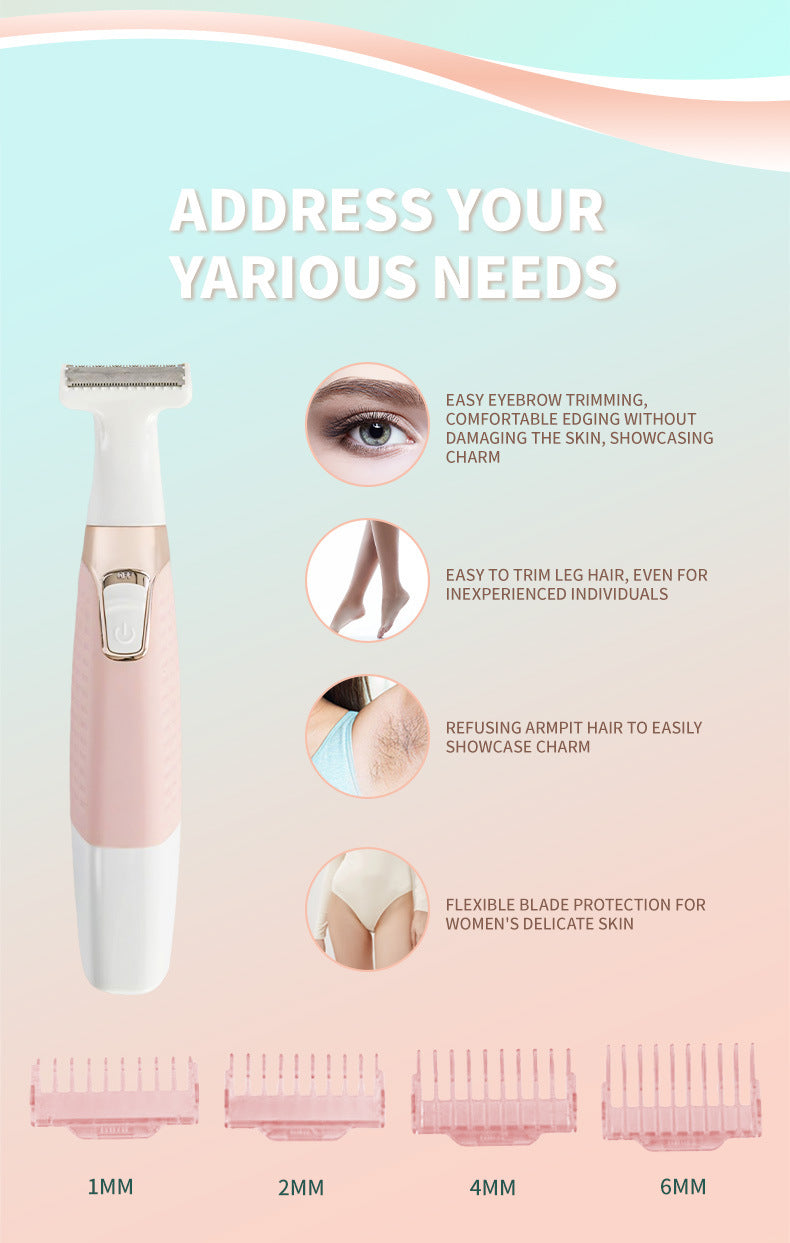 Orange Electric Shaver for Women - USB Rechargeable, Painless Hair Removal