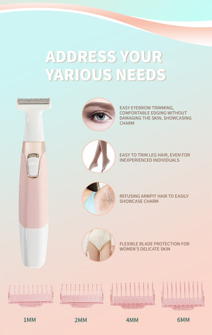 Orange Electric Shaver for Women - USB Rechargeable, Painless Hair Removal