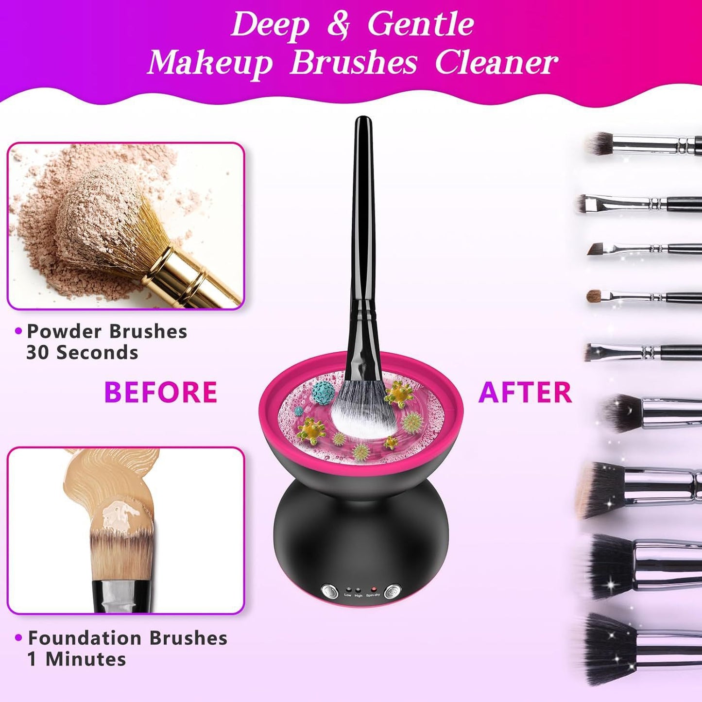 Black Electric Makeup Brush Cleaner - Fast & Deep Cleaning, USB Powered