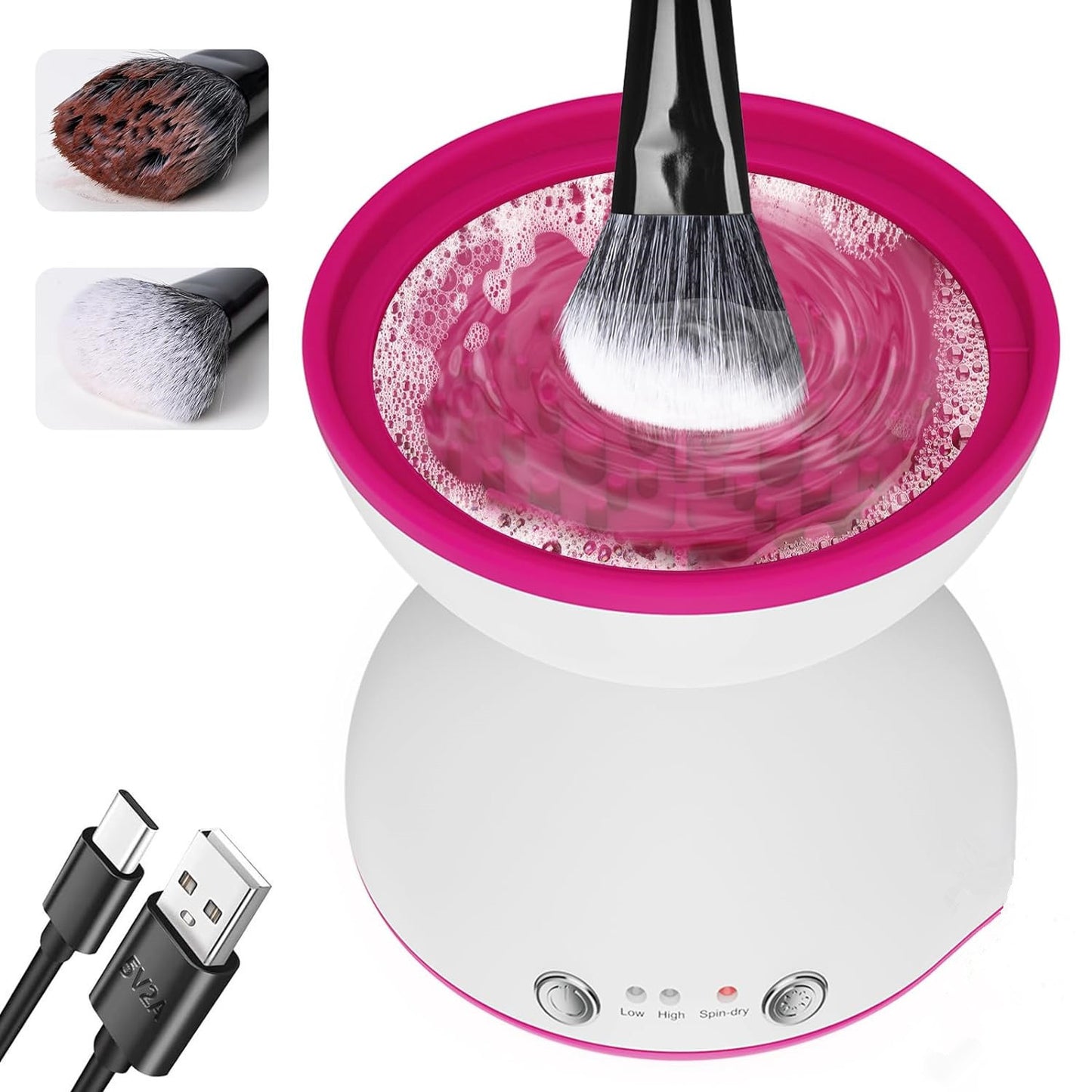 White Electric Makeup Brush Cleaner - Fast & Deep Cleaning, USB Powered