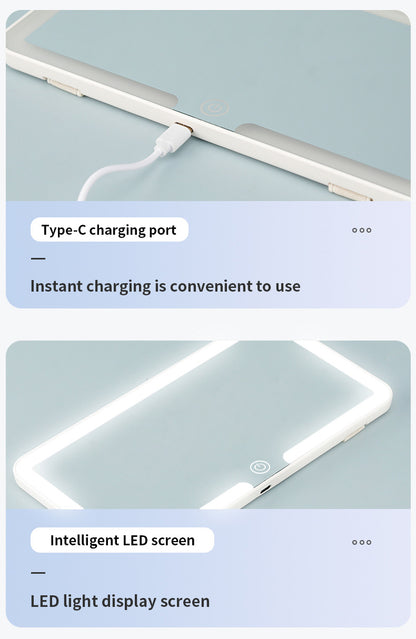 Black double button Car Sun Visor Makeup Mirror with LED Light - Tri-Color, Touch Control