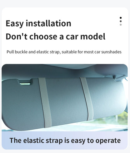 Black double button Car Sun Visor Makeup Mirror with LED Light - Tri-Color, Touch Control