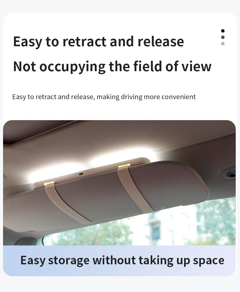 Black double button Car Sun Visor Makeup Mirror with LED Light - Tri-Color, Touch Control