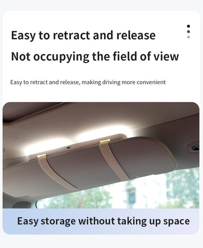 Black double button Car Sun Visor Makeup Mirror with LED Light - Tri-Color, Touch Control