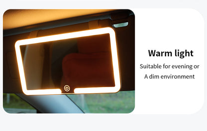 Black double button Car Sun Visor Makeup Mirror with LED Light - Tri-Color, Touch Control