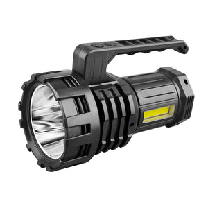 Black LED Searchlight - Rechargeable Handheld Spotlight, 500m Range, Long Lasting