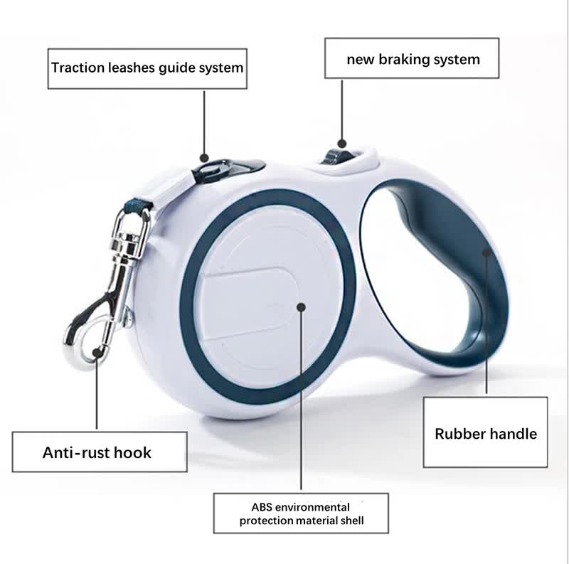 Dark Blue 5M Pet Leash Retractable - Tangle-Free, Extendable Pet Leash for Walking