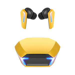 Yellow Wireless Gaming Earbuds - Bluetooth 5.2, Low Delay, 3D Stereo