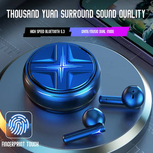 Blue Bluetooth 5.3 Wireless Earbuds - Hi-Fi Audio, Comfortable In-Ear, Fingerprint Touch
