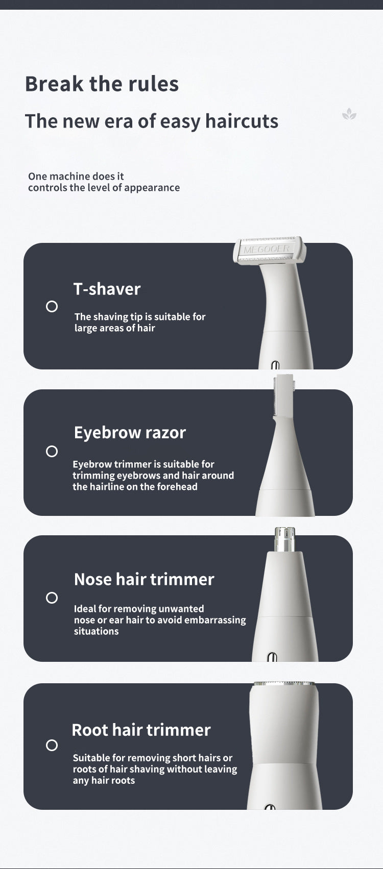 All-in-One Ladies' Trimmer Kit - Body, Face, Eyebrow & Nose Hair Removal white