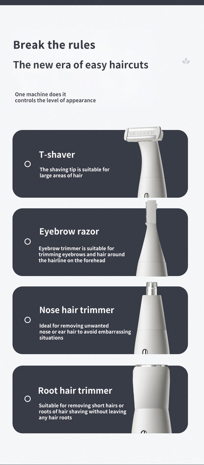 All-in-One Ladies' Trimmer Kit - Body, Face, Eyebrow & Nose Hair Removal white