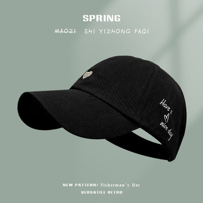 Black Stylish Ponytail Opening Baseball Cap - Have a Nice Day" Embroidery"