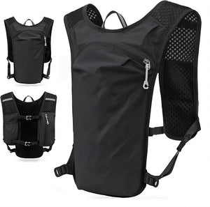Black Lightweight Hydration Vest Pack - Breathable Running & Cycling Backpack