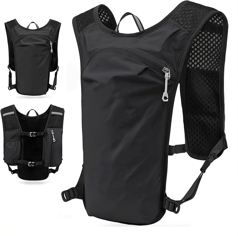 Black Lightweight Hydration Vest Pack - Breathable Running & Cycling Backpack