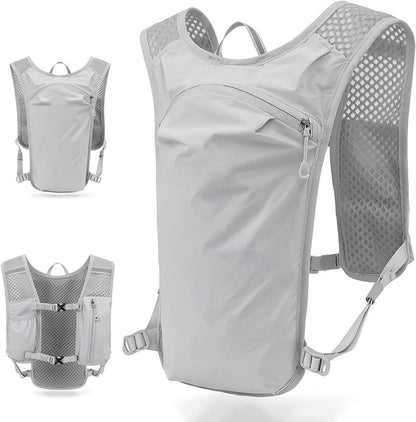 Grey Lightweight Hydration Vest Pack - Breathable Running & Cycling Backpack
