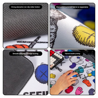 Extended Gaming Mousepad (80x30x0.4cm) - Big Beard Uncle Design, Stitched Edges - Style 2