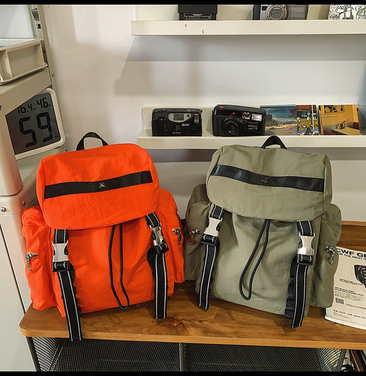 Orange Lightweight Nylon Backpack - Water Resistant Travel Daypack for Women & Men