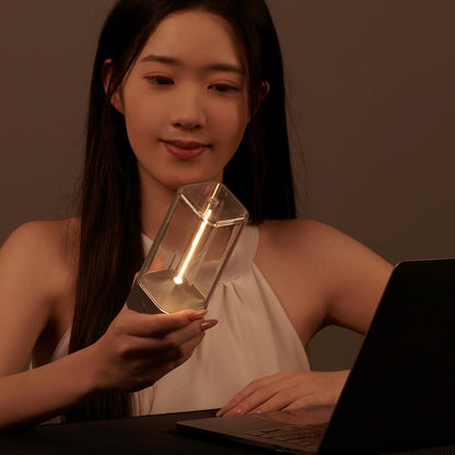 Silver Portable Magnetic Table Lamp with Bendable LED - USB-C Rechargeable