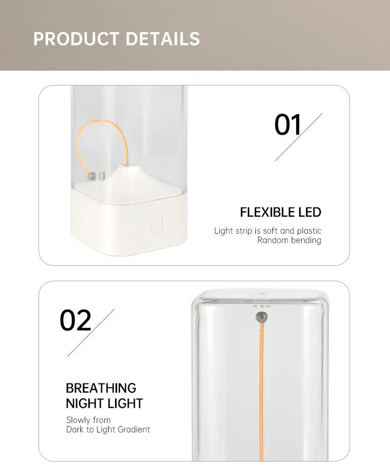 White Portable Magnetic Table Lamp with Bendable LED - USB-C Rechargeable