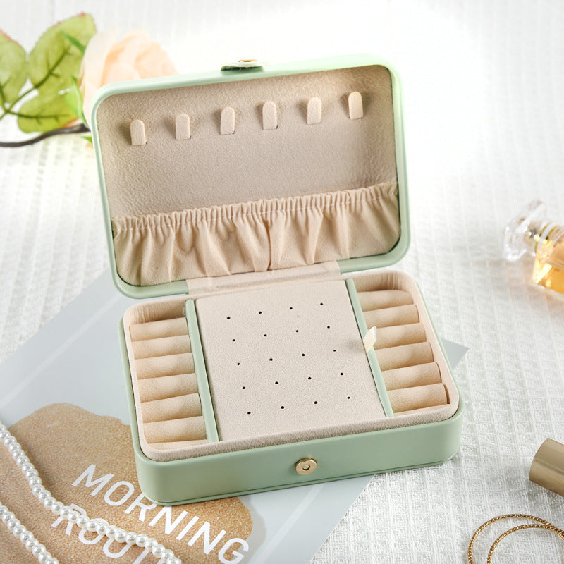 Beige Elegant Quilted PU Leather Jewelry Box - Portable Organizer for Travel & Home