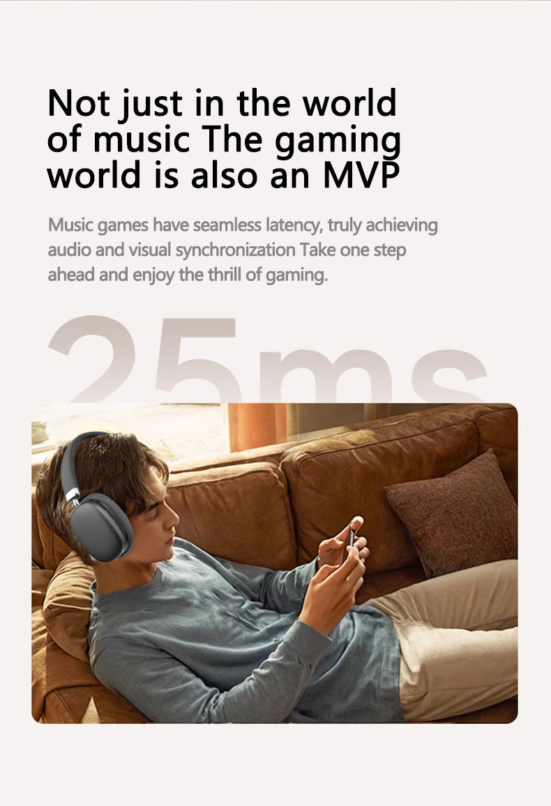 Black Wireless Bluetooth Headphones - Over-Ear, Deep Bass, Foldable, Long Battery Life