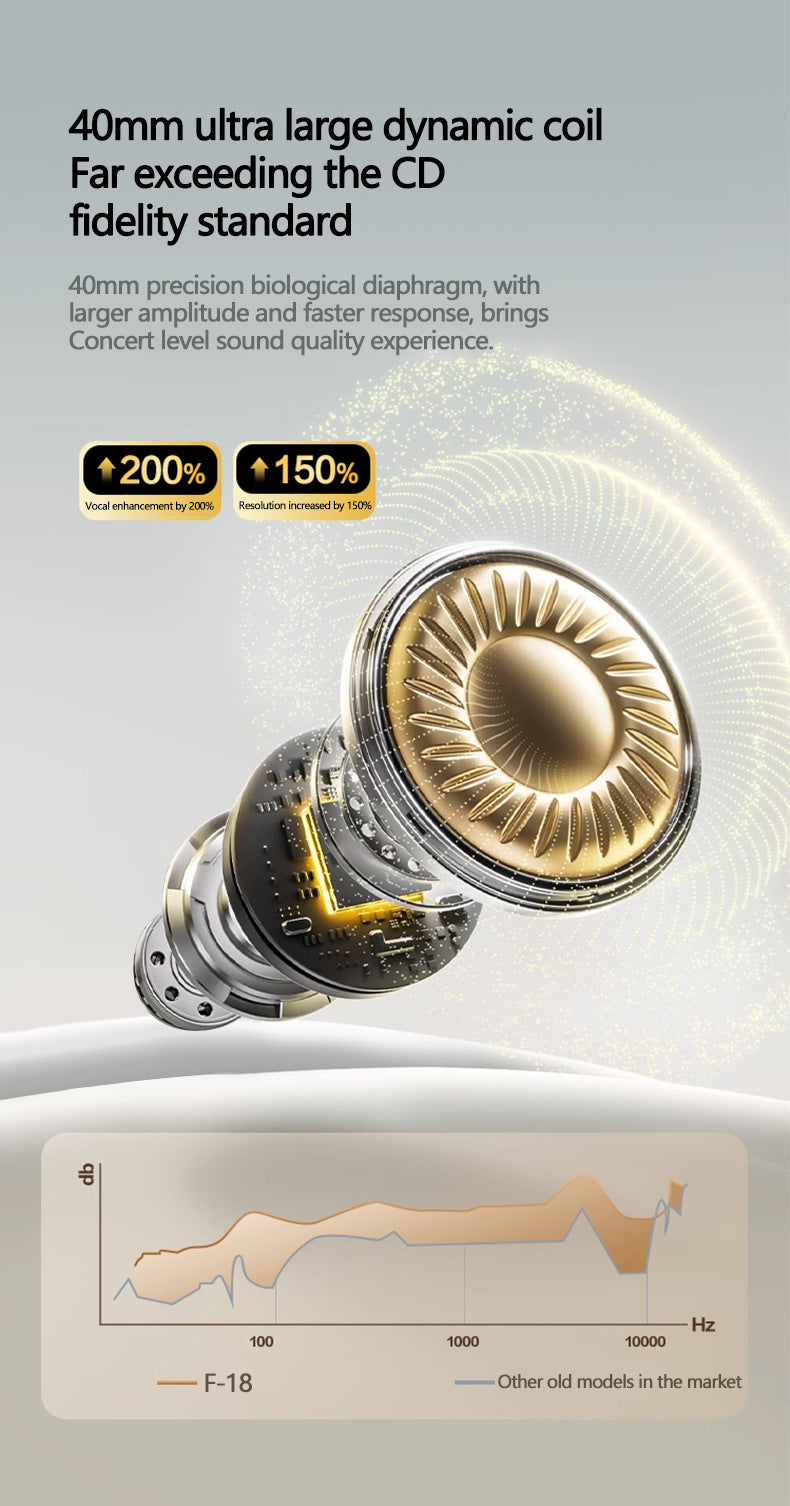 Beige Wireless Bluetooth Headphones - Over-Ear, Deep Bass, Foldable, Long Battery Life