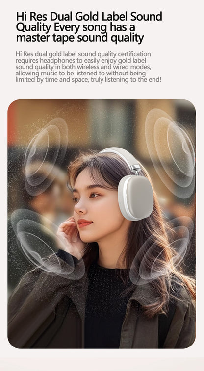 Blue Wireless Bluetooth Headphones - Over-Ear, Deep Bass, Foldable, Long Battery Life