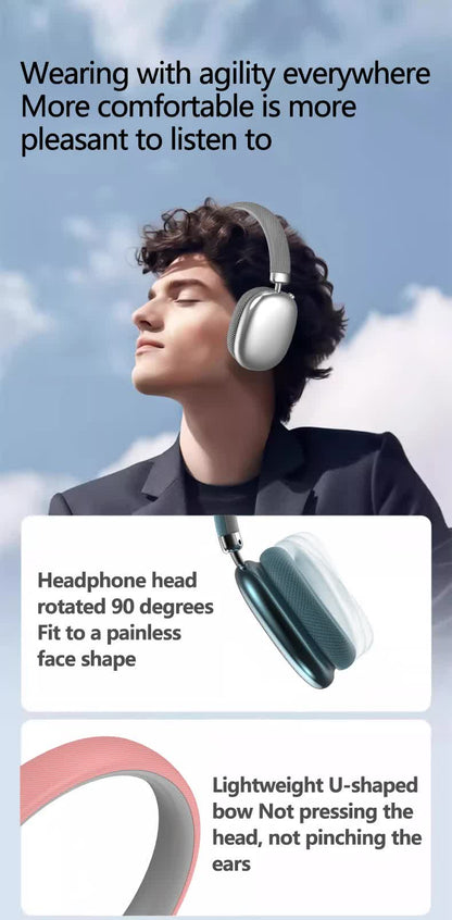 Silver Comfortable Over-Ear Headphones - Hi-Fi Sound, Long Battery, Swivel Control