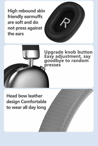 Silver Comfortable Over-Ear Headphones - Hi-Fi Sound, Long Battery, Swivel Control