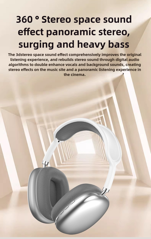 Black Immersive 3D Audio Headphones - Wireless Over-Ear Comfort, Type-C Charging