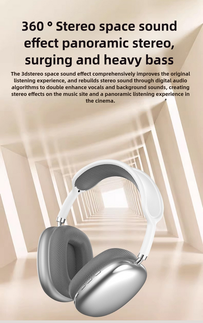 Black Immersive 3D Audio Headphones - Wireless Over-Ear Comfort, Type-C Charging