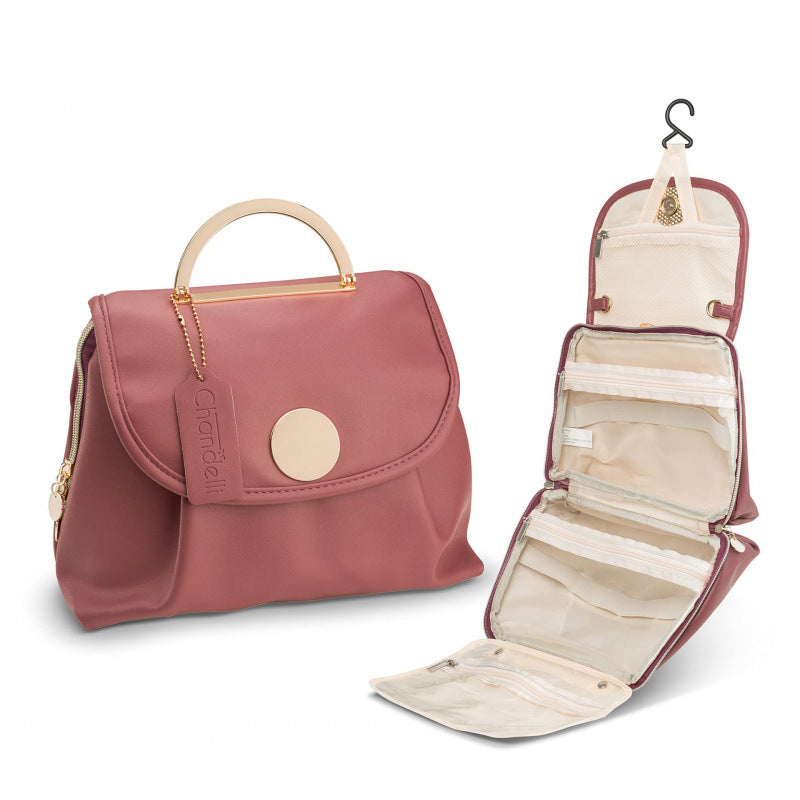 Pink Stylish Travel Makeup Organizer Bag with Hanging Hook